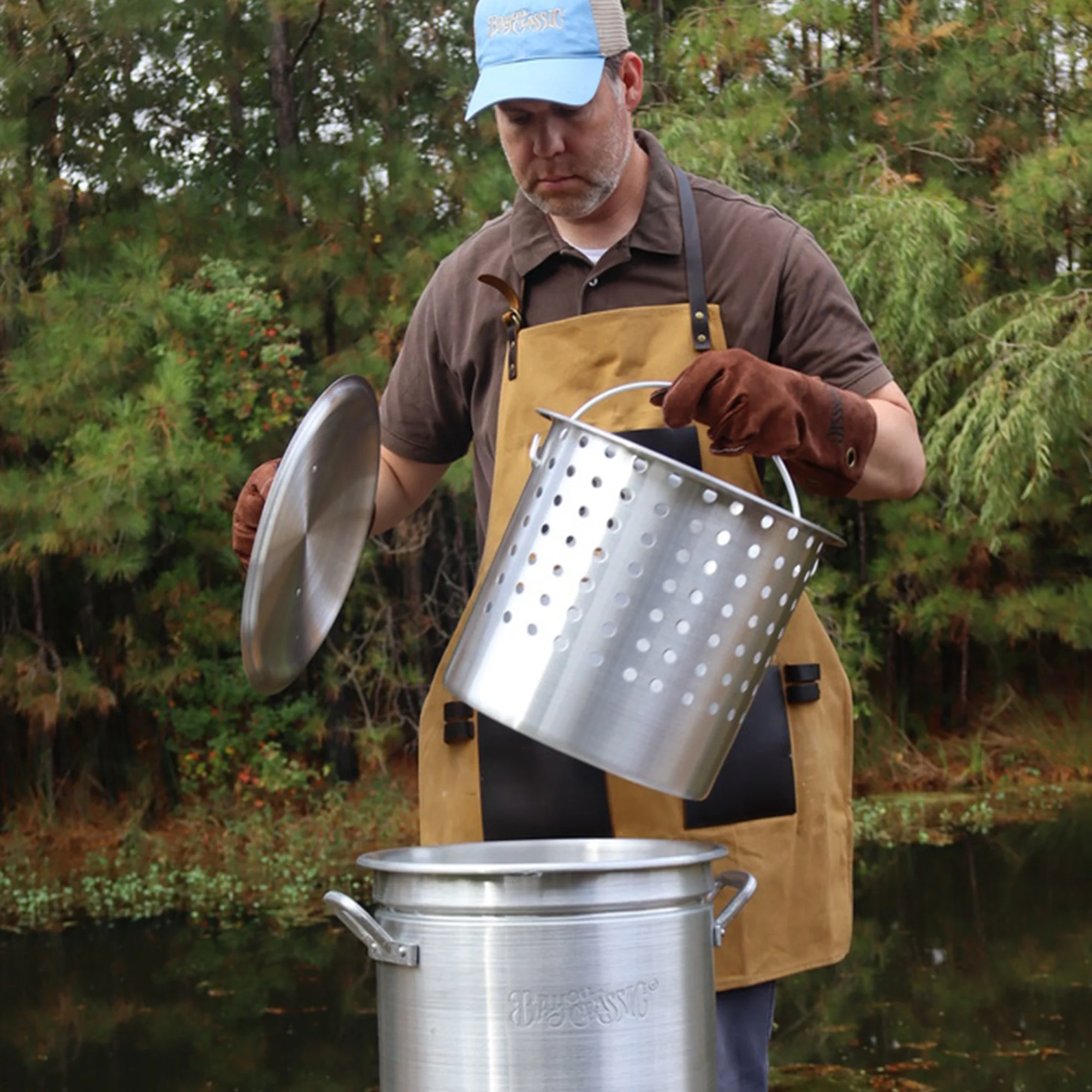34-qt Aluminum Stockpot with Basket ~ a handcrafted classic - Image 4