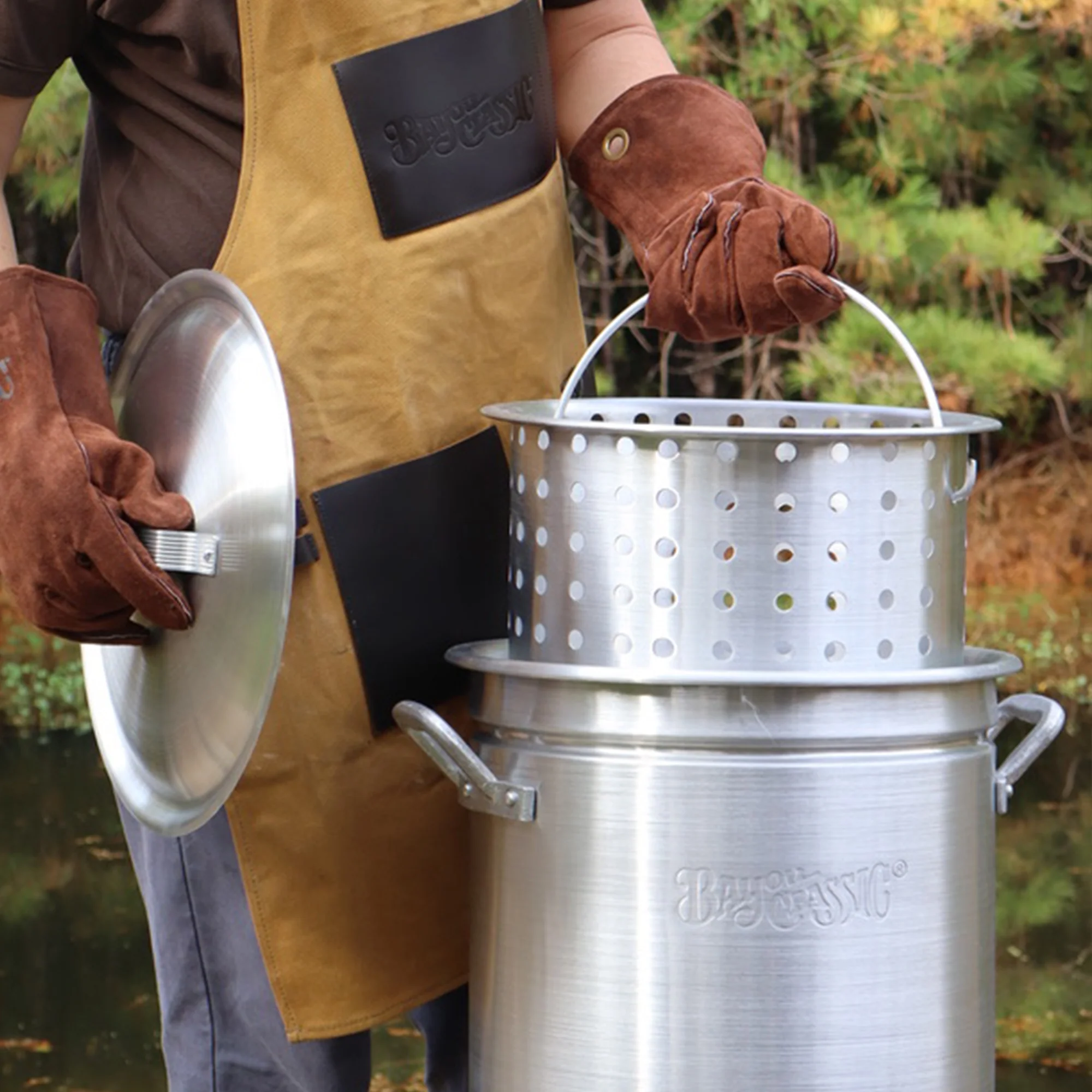 34-qt Aluminum Stockpot with Basket ~ a handcrafted classic - Image 3